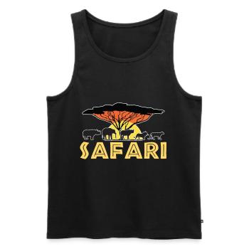 Safari en Afrique Éléphant Rhino Lion - Débardeur bio Premium Homme - noir - Devant - Michal (187cm)