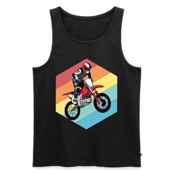 Motorrad Retro Race Motocross Offroad - Männer Premium Bio Tank Top - Schwarz - Vorne - Michal (187cm)