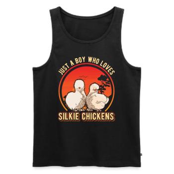 Poulet Silk Jeune Poulet Silkie - Débardeur bio Premium Homme - noir - Devant - Michal (187cm)
