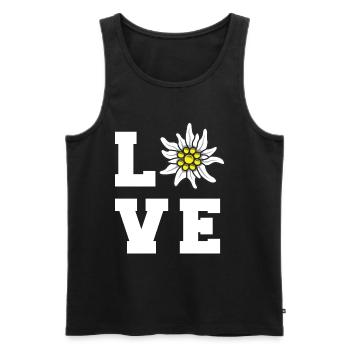 Edelweiß LOVE Alpen Berge Alpen-Edelweiß Wandern - Männer Premium Bio Tank Top - Schwarz - Vorne - AI Model Male 178 light (178cm)