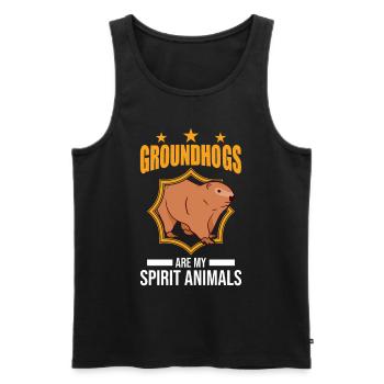 Murmeltier Spirit Animal Groundhog Marmot - Männer Premium Bio Tank Top - Schwarz - Vorne - Michal (187cm)