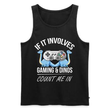 Dinosaur Console Games - Men's Premium Organic Tank Top - black - Front - AI Model Male 178 light (178cm)