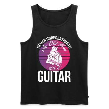 Guitare avec vieil homme Guitariste Musicien Rock - Débardeur bio Premium Homme - noir - Devant - Michal (187cm)