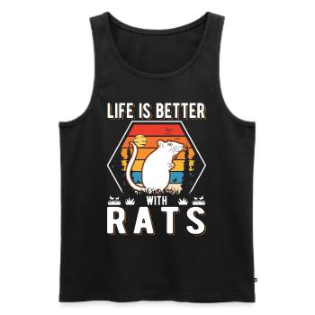 La vie est meilleure avec Rats Rat Hausratte - Débardeur bio Premium Homme - noir - Devant - Michal (187cm)