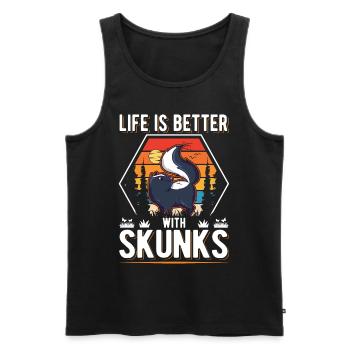 Life is better with Skunks Stinktier - Männer Premium Bio Tank Top - Schwarz - Vorne - AI Model Male 178 light (178cm)