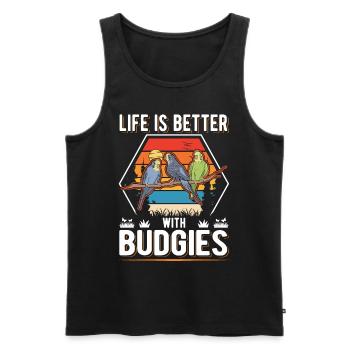 Life is better with Budgies Budgies Budgie - Men's Premium Organic Tank Top - black - Front - AI Model Male 178 light (178cm)