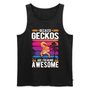 Because Geckos are freaking awesome - Männer Premium Bio Tank Top - Schwarz - Vorne - Michal (187cm)