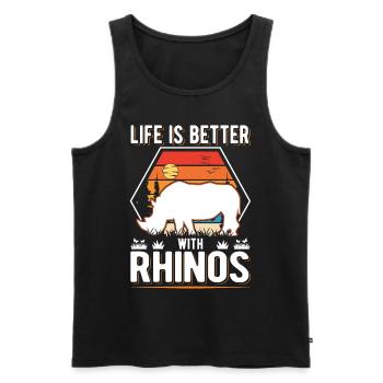 Life is better with Rhinos Nashorn - Männer Premium Bio Tank Top - Schwarz - Vorne - Michal (187cm)
