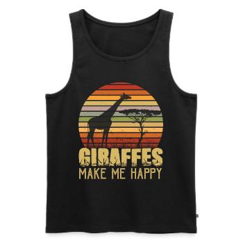 Girafes Bonheur Afrique Safari Savannah - Débardeur bio Premium Homme - noir - Devant - Michal (187cm)