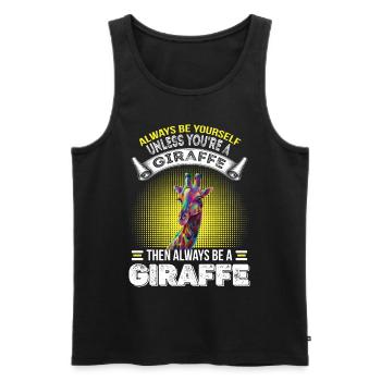 Girafe Soyez vous-même Safari Afrique Jungle - Débardeur bio Premium Homme - noir - Devant - Michal (187cm)