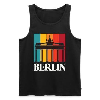 Berlin Retro Brandenburg Gate Allemagne - Débardeur bio Premium Homme - noir - Devant - AI Model Male 178 light (178cm)