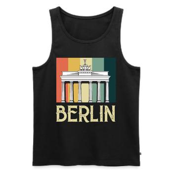 Berlin Vintage Porte de Brandebourg Allemagne - Débardeur bio Premium Homme - noir - Devant - AI Model Male 178 light (178cm)
