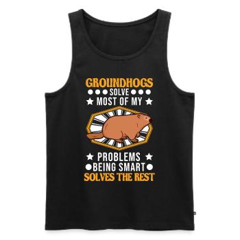 Marmot Gift Groundhog Day Marmot - Men's Premium Organic Tank Top - black - Front - Michal (187cm)