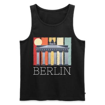 Porte de Brandebourg Berlin Lune Allemagne - Débardeur bio Premium Homme - noir - Devant - AI Model Male 178 light (178cm)