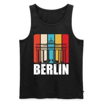 Berlin Retro Vintage Porte de Brandebourg Allemand - Débardeur bio Premium Homme - noir - Devant - AI Model Male 178 light (178cm)