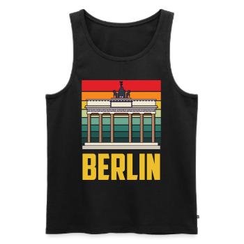 Berlin Porte de Brandebourg Rétro Allemand - Débardeur bio Premium Homme - noir - Devant - AI Model Male 178 light (178cm)