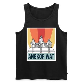 Angkor Wat Retro Kambodscha Tempel Asien - Männer Premium Bio Tank Top - Schwarz - Vorne - AI Model Male 178 light (178cm)