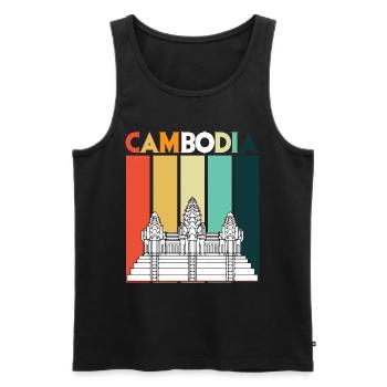 Kambodscha Angkor Wat Retro Tempel Asien - Männer Premium Bio Tank Top - Schwarz - Vorne - AI Model Male 178 light (178cm)