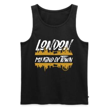 Londres ma ville Big Ben Grande Roue Royaume-Uni Angleterre - Débardeur bio Premium Homme - noir - Devant - Michal (187cm)