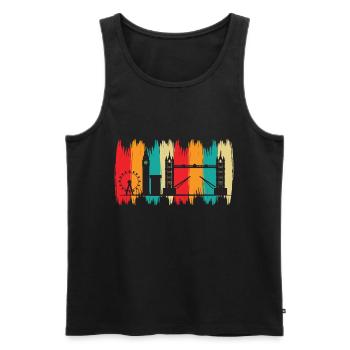 Tower Bridge London Retro Big Ben Ferris Wheel UK - Men's Premium Organic Tank Top - black - Front - AI Model Male 178 light (178cm)