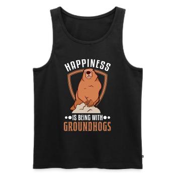 Happiness is being with Groundhogs Marmot - Men's Premium Organic Tank Top - black - Front - Michal (187cm)