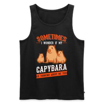 Capybara Cadeau Capybara Capibara - Débardeur bio Premium Homme - noir - Devant - AI Model Male 178 light (178cm)