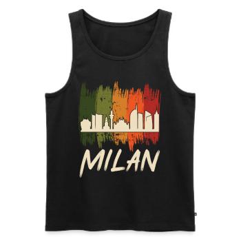 Milan Retro Skyline Milan Cathedral - Men's Premium Organic Tank Top - black - Front - AI Model Male 178 light (178cm)