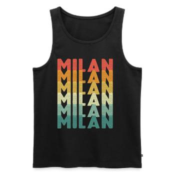 Milan Retro Vintage Italie Cathédrale de Milan - Débardeur bio Premium Homme - noir - Devant - AI Model Male 178 light (178cm)