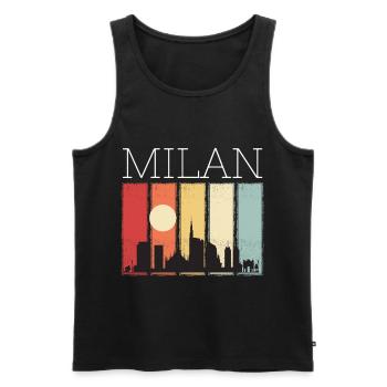 Milan Moon Skyline Rétro Cathédrale de Milan - Débardeur bio Premium Homme - noir - Devant - AI Model Male 178 light (178cm)