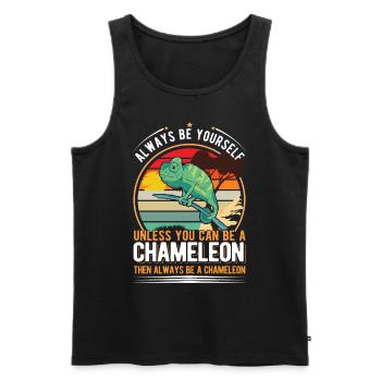 Chameleon Gift Chameleon - Men's Premium Organic Tank Top - black - Front - Michal (187cm)