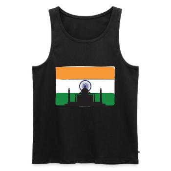 India Flag Taj Mahal Palace Mausoleum South Asia - Men's Premium Organic Tank Top - black - Front - AI Model Male 178 light (178cm)