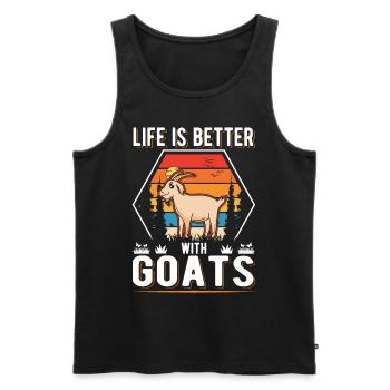 La vie est meilleure avec goats Ziegen Ziegenwirt - Débardeur bio Premium Homme - noir - Devant - Michal (187cm)