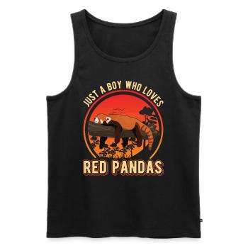 Panda roux Garçon Panda rouge - Débardeur bio Premium Homme - noir - Devant - Michal (187cm)