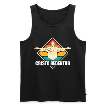 Cristo Redentor Christ the Redeemer Statue Rio Brazil - Men's Premium Organic Tank Top - black - Front - AI Model Male 178 light (178cm)