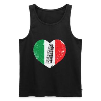 Pise Italie Coeur Tour Penchée Toscane Florence - Débardeur bio Premium Homme - noir - Devant - AI Model Male 178 light (178cm)