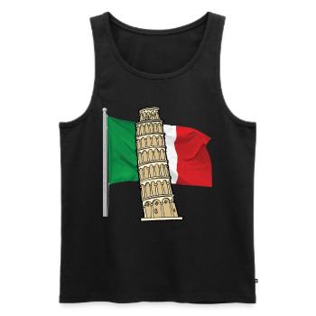 Italy flag with leaning tower of Pisa - Men's Premium Organic Tank Top - black - Front - AI Model Male 178 light (178cm)