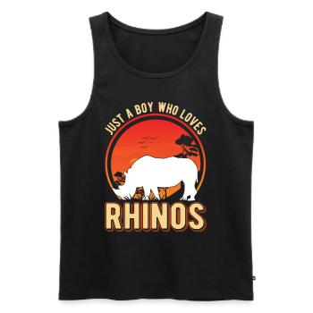 Just a Boy who loves Rhinos Nashorn - Männer Premium Bio Tank Top - Schwarz - Vorne - Michal (187cm)