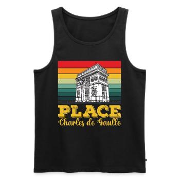 Place Charles de Gaulle Paris Arc de Triomphe - Débardeur bio Premium Homme - noir - Devant - AI Model Male 178 light (178cm)