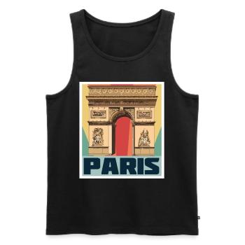 Paris Français Arc de Triomphe Rétro France - Débardeur bio Premium Homme - noir - Devant - AI Model Male 178 light (178cm)