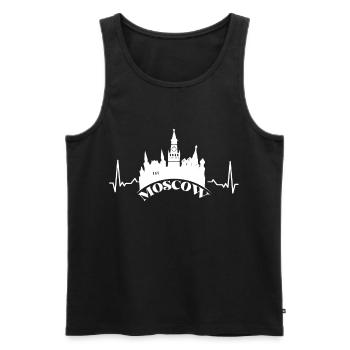 Moscou Heartbeat Russie Russes - Débardeur bio Premium Homme - noir - Devant - AI Model Male 178 light (178cm)
