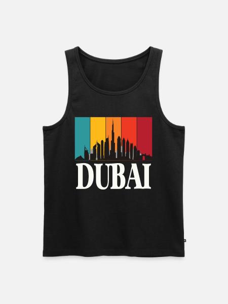 Skyline Dubai Burj Khalifa Emirates Retro UAE - Men's Premium Organic Tank Top - black