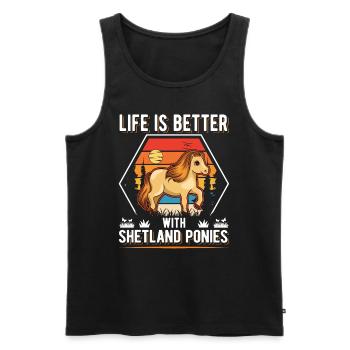 Life is better with Shetland Ponies Shetty - Männer Premium Bio Tank Top - Schwarz - Vorne - AI Model Male 178 light (178cm)