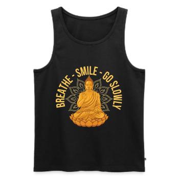 Buddha Smile Breath Meditiere - Männer Premium Bio Tank Top - Schwarz - Vorne - AI Model Male 178 light (178cm)