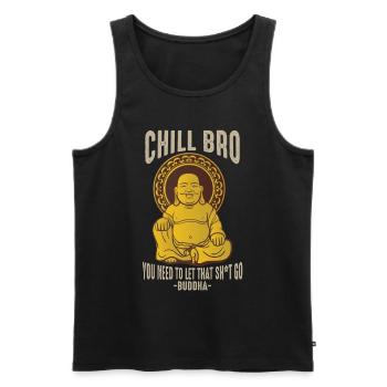 Bouddha Chill Bro Méditation Réduction du stress - Débardeur bio Premium Homme - noir - Devant - AI Model Male 178 light (178cm)