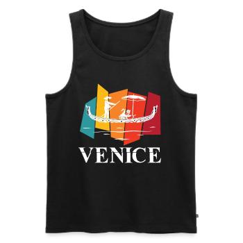 Venise Rétro Canal Grande Italie Romance - Débardeur bio Premium Homme - noir - Devant - AI Model Male 178 light (178cm)