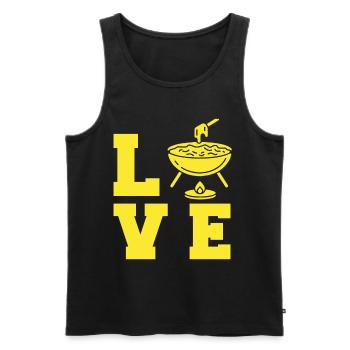Fondue LOVE Cheese Alps Switzerland - Men's Premium Organic Tank Top - black - Front - AI Model Male 178 light (178cm)