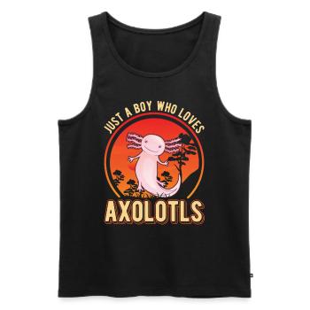 Juste un garçon qui aime Axolotls Tail Lurch - Débardeur bio Premium Homme - noir - Devant - Michal (187cm)