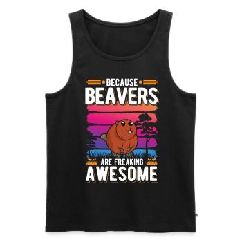 Because Beavers are freaking awesome Biber - Männer Premium Bio Tank Top - Schwarz - Vorne - Michal (187cm)