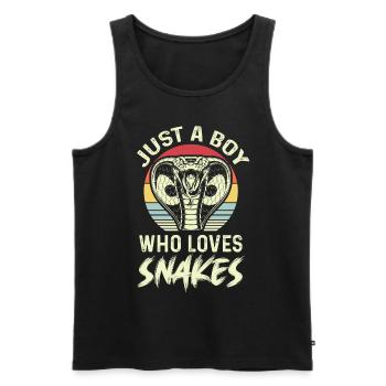 Junge liebt Schlangen Kobra Schlange Boa - Männer Premium Bio Tank Top - Schwarz - Vorne - AI Model Male 178 light (178cm)