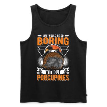 Porcupine Gift Porcupine - Men's Premium Organic Tank Top - black - Front - Michal (187cm)